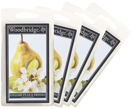 Woodbridge Duftwachs Set English Pear Freesia (4X) | Birnen Duft | Bis zu 8h Duftdauer je Melt | Für Duftlampen & Wachswärmer | Hochwertiges Paraffinwachs | Raumduft für Zuhause & Büro