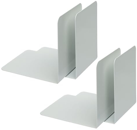 Alco-Albert 4302-10-4 - Buchstützen aus Metall, 4 Stück, weiß, 14 x 14 x 12,5 cm, für Schule, Büro und Zuhause