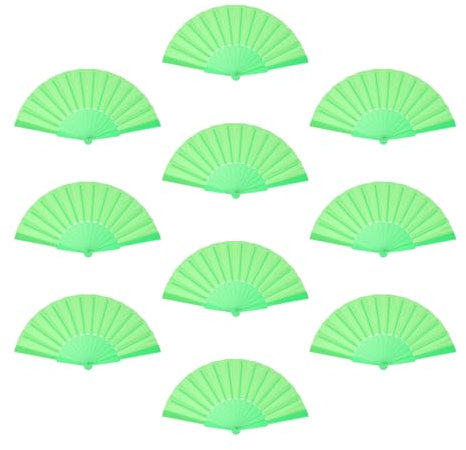 sourcing map Folding Fan Vintage Handheld Fans Plastic Folding Hand Fan Craft Folding Fan for Halloween Party Wedding Dancing Decoration Gifts 42x23cm/16.54x9.06,Pack of 10 (Fluorescent Green)