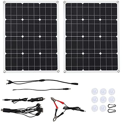 Kit de Panneau Solaire 80 W, Portable Avec Port USB, Kit de Panneau Solaire en Silicium Monocristallin à Utilisation Pratique pour Batteries de Voiture, Navires