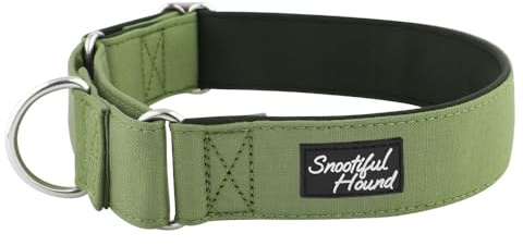 Snootiful Hound Martingale-Halsband – Olivgrün – ideal für Windhunde, Whippets, Lurcher und alle Sichthunderassen – Anti-Rutsch-Halsband (30–40 cm)