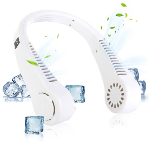 GALAXYER Neck Fan with Screen Display and 5 Speeds, USB Rechargeable Bladeless Cooling Fan, Foldable Neck Cooler Personal Hanging Fan for Indoor Outdoor Travel Sports