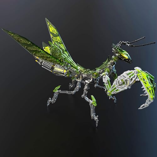Metalkitor 3D Metal Puzzles for Adults, Giant Mantis Model Kit - Steampunk DIY Ornament - Assembly Jigsaw Crafts Brain Teaser - Perfect Room Decor and Gift Choice(1200+PCS, Grass Green)