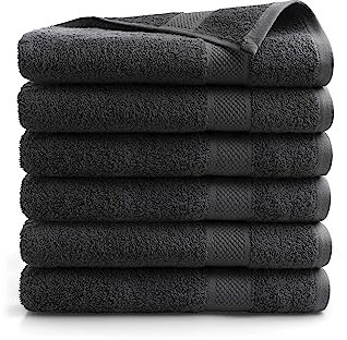 DoubleDry Große Handtücher Set 6-70 X 140cm, Flauschige Badehandtücher, Duschhandtücher aus 100% Baumwolle (Oeko-TEX MIG Certified)- 500 g/m², Große Handtücher für Bad und Dusche - Anthrazit