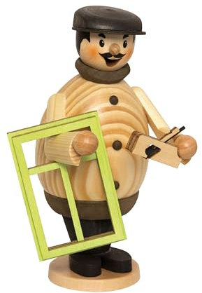 Drechslerei Kuhnert - Rauchmann/Räucherfigur aus Holz - Max als Tischler - 16 cm Höhe - Made in Germany