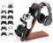 HEWYIOS 3-stöckiger Holz-Ständer, kompatibel mit PS4, PS5, One-Switch, PS5-Controller-Halterung, Headset, PC-Gaming-Zubehör, Videospiel-Controller-Halter für Schreibtisch (braunes Holz)