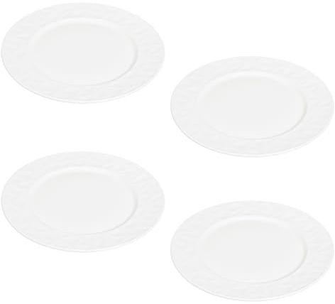 Set de 4 Platos de Porcelana Urban de 27cm LLano, Vajilla Redonda, Blanca, Apta para lavavajillas y microondas