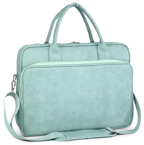 BAGZY Sacoche Ordinateur 15.6 Pouces Pour Femme Sac a Main Imperméable Sac Enseignant Cuir Porte Document Pour Collège Cours Travail Affaires Voyage Vert