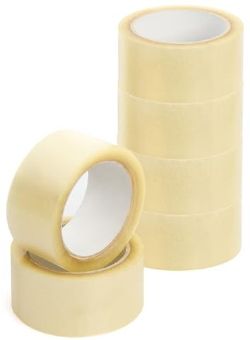 Nastro adesivo trasparente adesivo fisso nastro largo in rotolo di alta qualità, extra forte e resistente, ideale per scatole di cartone trasloco, imballaggio, imballaggio e pacchetto, Pack 6 uds.