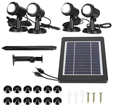 Qcwwy Luce per Acquario per Pesci, Luce Solare Subacquea per Laghetto Faretto a LED Fissaggio a Ventosa Luce di Proiezione a Carica Solare Impermeabile per Acquario con Laghetto da
