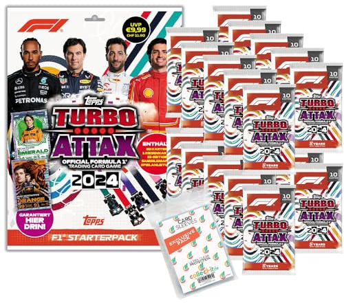 Bundle mit Topps - Turbo Attax Formel 1 2024-1 Starter + 20 Booster + Exklusive Collect-it Hüllen