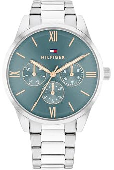 Tommy Hilfiger Reloj Analógico de Cuarzo Multifunción para Mujer con Correa de Acero Inoxidable Plateada - 1782745