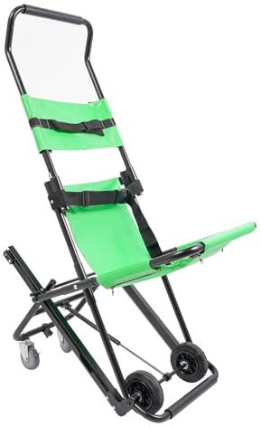 Garbenat Tragbarer Treppenlift Manueller Treppenstuhl Klappbar Treppensteiger Rollstuhl bis zu 180kg Erwachsene Transport Treppenstuhl mit 4 Räder Evakuierungsstuhl für Patienten, Senioren-Grün