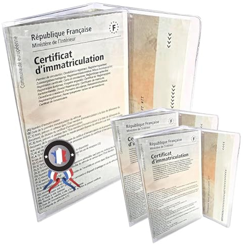 kinoco Pochette Carte Grise Lot de 3 Étui Transparent Carte Grise et Assurance - Pochette Protectrice Anti-Rayures pour Documents Voiture/Moto - Fabrication Française (Durable & Étanche)