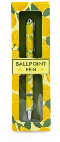 Lemons Ballpoint Pen in Gift Box – Black Ink Twist Nib – Stylish Writing Pen with Fruit Design