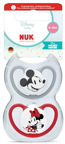 NUK Perfect Match Air Baby Schnuller | 6-18 Monate | Orthodontische Schnuller, die Luftzirkulation fördern & Speichel-Ausschlag verhindern | 95% Baby-Akzeptanz** | Disney Minni Maus | 2 Stück