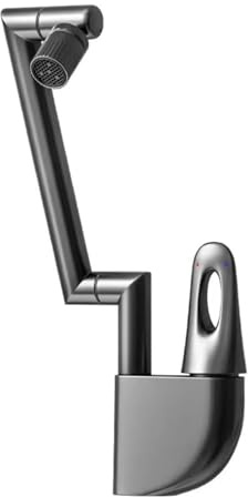 Rubinetto da bagno grigio girevole a 1440° per lavabo caldo e freddo, doppia modalità, 2 impostazioni di flusso d'acqua, design moderno per bagni eleganti