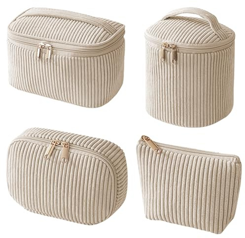 4er Set Kosmetiktasche Kulturtasche Damen - Kulturbeutel Make Up Tasche, Tragbare Schminktasche Cosmetic Bag, Kulturtasche Set, Waschtasche Damen Kleine Tasche für Frauen Mädchen Alltag und Reisen
