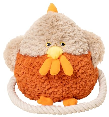 Tihoho Plush Squeaky Dog Toy Crinkle Paper and Rope Interactive Stuffed Animal Dog Toys for Small and Medium Dogs Toys Cute Puppy Birthday Present(Orange)