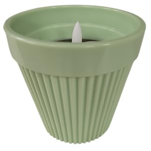 Anna's Collection LED Gartenkerze im Topf – Ø11cm Outdoor & Indoor – Realistisches Flackern & Timer (6/18h) – Ideal für Balkon, Terrasse & Heimdeko (Grün)
