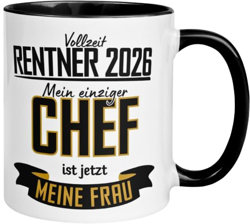 Rente 2026 | Vollzeit Rentner – Mein einziger Chef ist jetzt meine Frau | Geschenk Tasse zur Rente Mann | Geschenke Becher zum Rentenbeginn Männer