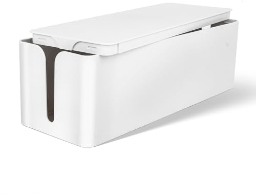Boite Rangement Cable Pliable, Cache Multiprise Blanc (40x14,5x12,7cm)