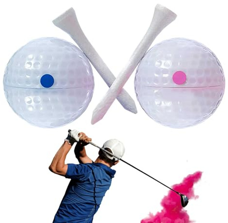 Trick Explodierende Golfbälle - 7 cm T-Shirt Set, Gender enthüllende Rauchbälle, Pulver Überraschungsset | Blau Rosa Partygeschenk für werdende Eltern, Zubehör