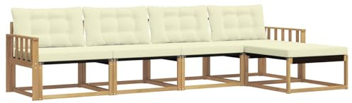vidaXL Outdoor-Sofagarnitur mit Kissen 5 pcs Weiß und Creme, Garten, moderner, langlebiger Outdoor-Sofa, Sessel-Ecke, Lounge-Möbel, Terrasse Set