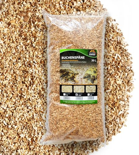 Buchenspäne mittel als Einstreu für Ihr Terrarium in 10, 20 oder 60 Liter - Natürliches Buchenspan geeignet für Reptilien, Vögel und Kleinsäuger (20 Liter)