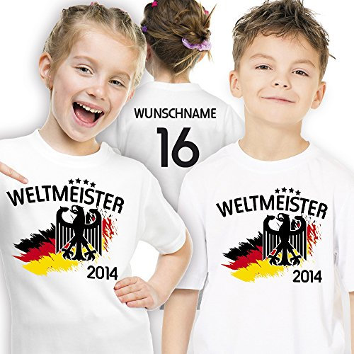 Deutschland Kinder T-Shirt zur Fussball WM 2014 personalisiert mit eigener Rückennummer und Wunschname Gr. 164