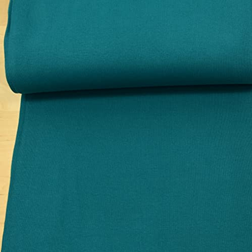 MAGAM-Stoffe Laura Bündchenstoff Grobstrick uni Bio Meterware 50cm (09. Petrol Grün)