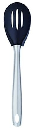 Amco Stainless Steel And Heat-Resistant Nylon Slotted Basting Spoon, 13.25, Black