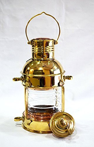 ANTIQUE Lantern Marine Anchor 10 Decortive Oil Lamp Nautical Ship Lantern Brass Finish