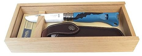 OPINEL Kindermesser Outdoor Junior mit Wunschgravur auf der Klinge (Blau, in Geschenkbox)