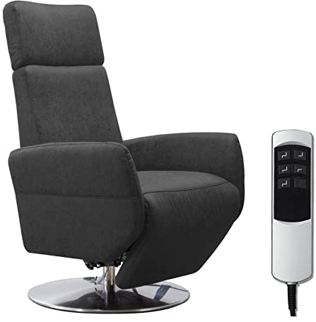 Cavadore TV-Sessel Cobra / Fernsehsessel mit 2 E-Motoren und Akku / Relaxfunktion, Liegefunktion / Ergonomie L / 71 x 112 x 82 / Lederoptik Anthrazit