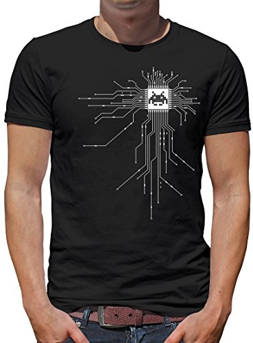 TShirt-People Nerd CPU Cyborg Computer Chip T-Shirt Herren S Schwarz