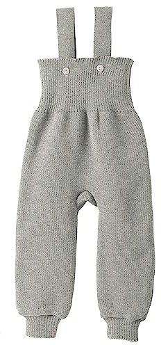 disana Strick-TRÄGERHOSE Neugeborene & Kleinkind – 100% Bio-Merino – atmungsaktiv, warm Unisex Gr. 50 – 104 - nachhaltig & fair – mit hohem Bund - Made in Germany | Grau Gr. 62-68