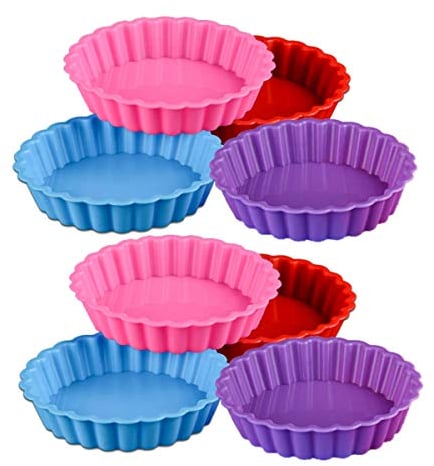 iPobie Lot de 8 Moulle à Tartelettes en Silicone, Moule à Gâteau Rond