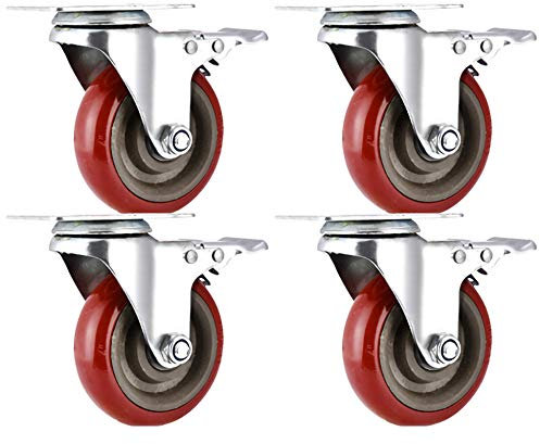 LRBBHJL Lenkrollen Möbelrollen,4-Zoll-Polyurethan-Schwenk Lenkrollen,Universalrollen Mit Bremse,Laufkatze Silent Wheel Industrial Pulley/E / 4in
