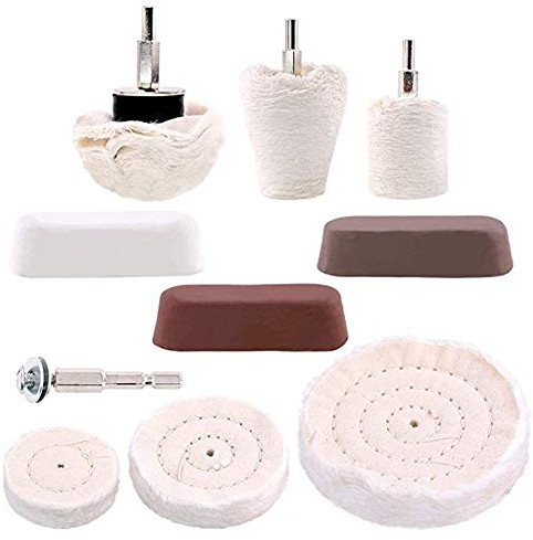 Polierscheibe für bohrmaschine mit Polierpaste 10 Stück Polieraufsatz Akkuschrauber Polishing Buffing Pad Polier Wheel Polierkegel Für Manifold Aluminium Edelstahl Chrom