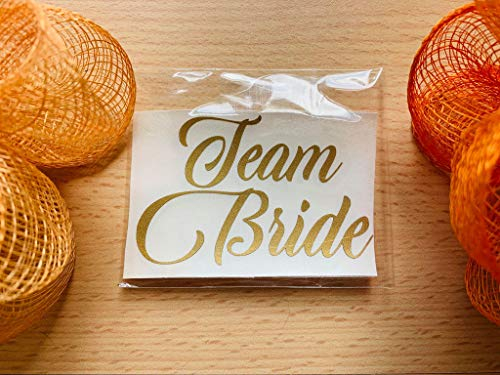 MURRIELLE Team Bride / Bride, Decal Label for Wedding Party champagne flutes glasses/wine glasses MATT FINISHED GOLD (5 Team Bride + 1 Bride)