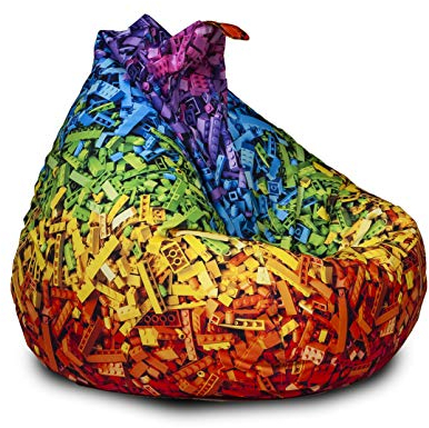 Ecopuf Oscar Modern - Sitzsack für Kinder, Sessel Hocker Bean Bag mit Füllung, Liegestuhl Puf Sitz Modern Polyester - 90x110cm - Steine Dg49