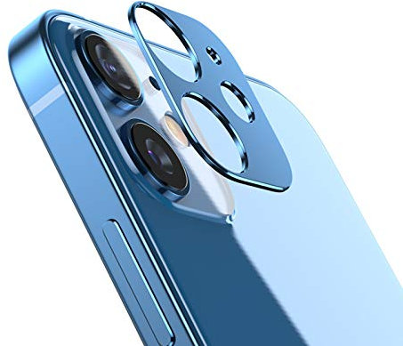 NOKOER Protective Camera for iPhone 12, [2 Pack] Camera Lens Ring Protection, Metal Material [Ultra-Slim] iPhone 12 Camera Protection – Blue