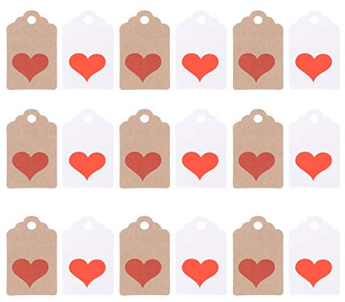 Amosfun Herz-Geschenkanhänger aus Kraftpapier für Hochzeiten, Geschenk-Etiketten, Valentinstags-Geschenkverpackung (Kraftpapier + weiße Karte), Gastgeschenke
