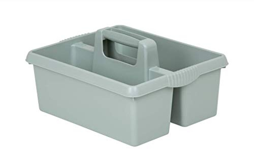 KetoPlastics Sage Green Kitchen Tidy Organiser Cleaning Caddy Tote Tray Large Strong Cleaners Carry Basket
