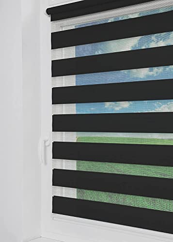Tom'Shop Tom'Shop® Doppelrollo DuoRollo (Schwarz 65cm x 150cm) Duo Rollos für Fenster Klemmfix ohne Bohren mit Klämmträger Fensterabdeckung Fensterrollo leichte Montage