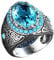 DJMJHG Silberring für Männer mit Oval Blau Zirkon Stein Ring Aquamarin Edelstein Schmuck Männlich Thai Silber Türkischer Schmuck 7 Weiß