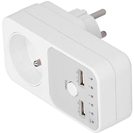 Socobeta ,Smart Countdown-Timer-Steckdose Countdown-Timer-Steckdose 180~260V 13A Digitaler Countdown-Timer-Steckdose USB-Timer-Steckdose Zimmer Haushalt für Computer(Insekt)