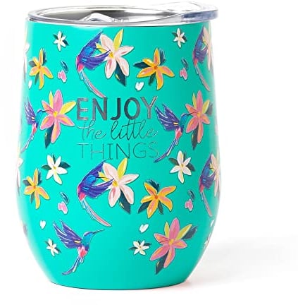 Legami - Bicchiere Termico 325 Ml, Hot&Cold, Ø 9 cm, in Acciaio Inox a doppio Strato e Plastica, Tema Hummingbird, Riutilizzabile, Tappo Ermetico con Foro per Cannuccia, Leggero, Resistente