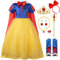 YOGLY Mädchen Schneewittchen Kostüm Cosplay EIN Märchen Snow White Pailletten Maxikleid mit Umhang für Halloween Weihnachten Karneval Prinzessin Geburtstag Party Verkleidung Kinder 1-10 Jahre